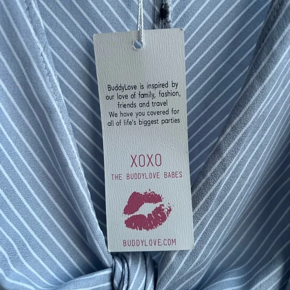 🆕BuddyLove Ilene Striped Cropped Jumpsuit XS Blue White Summer Boho Resort Wear - Picture 15 of 16